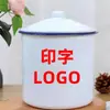 Tarro de Té de Hierro Nostálgico Antiguo con Tapa Tarro de Esmalte Gran Capacidad Taza Clásica para Estudiantes Hogar Taza de Agua Vintage