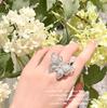 Collar zafiro llama Barcelona Río Estrella chapado brillante oro de 18K encantador anillo abierto de circón de mariposa