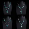 Collar Turquesa Estilo Étnico Retro Bohemio Collar Apilado Estilo Vaquero Occidental Cadena de Suéter de Alta Gama