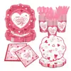 Venta Caliente Transfronteriza Nuevo Tema Día de San Valentín Fiesta Festiva Vajilla Vaso de Papel Servilleta Plato Desechable de Papel Set