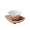 Ino Kuisong Conjunto de Porta-Copos para Xícara de Chá Vermelho Feijão Claro Jingdezhen Esmalte de Cor Única Rosa Fumaça Xícara para Degustação de Chá Porta-Copo Anti-Escaldante Xícara de Chá