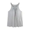 Camisola fina de verano para mujer, sin mangas, fruncida, con copas en el pecho, adecuada para usar afuera como camiseta sin mangas para casa