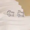 Selección de Arte: Super Brillante Cuff para Oreja con Forma de Corazón de Circonita, Sin Perforación, Estilo Coreano, Tendencia Minimalista Clip para Oreja de Doble Capa con Corazón y Diamantes