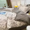 Juego de ropa de cama de cuatro piezas de algodón puro de alta calidad, alto número de hilos, engrosado, cepillado, 100% algodón, sábana, funda de edredón, funda de almohada, ropa de cama para todas las estaciones