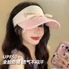 Gorra de Pico con Pajarita para Mujer Verano Nuevo Sombrero con Protección Solar Anti-UV Ala Ancha Doble Capa Seda de Hielo Parte Superior Abierta