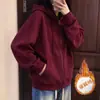 Sudadera con capucha y cremallera de algodón de peso pesado 500g para hombre, Chaqueta con capucha estilo americano de otoño en color gris