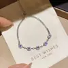 Galáxia Névoa Roxa~Pulseira com Pingente de Flor de Zircônia Gota d'Água Estilo Minimalista Coreano Ins Pulseira Joia de Luxo Leve de Alta Qualidade