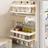 Estante de Almacenamiento Magnético para Refrigerador de Cocina, Estante para Especias con Ranura Lateral sin Taladro, Estante de Almacenamiento para Papel Film