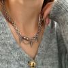 Collar de acero de titanio para hombres y mujeres, de la misma marca de moda, estilo punk hip hop, con borlas y remaches, diseño de nicho de lujo ligero, estilo frío, cadena de suéter.