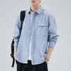 Camisa de manga larga para hombre de algodón puro, chaqueta de alta gama estilo americano otoño 2026, top casual holgado para primavera y otoño al por mayor