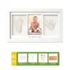 Bebé Cien Días de Edad Huella de Mano y Pie Hueco Marco de Fotos DIY Huella de Pata de Mascota Conmemorativa Almohadilla de Tinta para Mano y Pie de Bebé como recuerdo