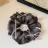 Scrunchie de Malla a Cuadros Retro Estilo Academia Nuevo de Moda Primavera/Verano Versátil Goma para el Cabello Banda Elástica Alta para el Cabello