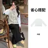 Conjunto de niña chaleco de punto, nuevo estilo otoño e invierno, chaleco con ribete de encaje estilo Mori girl, para usar en capas sobre camiseta básica de niña