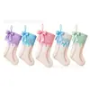 Calcetín de Navidad con lazo estilo girly transfronterizo, personalizado con nombre, calcetín colgante para vacaciones de Navidad, decoración de regalo para parejas