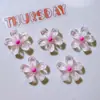 Accesorios de Resina Materiales para Manualidades Hebillas de Zapatos Parches para Sombreros Parches de Pegamento Cremoso Cubiertas de Paja Transparentes Flores con Purpurina Fina Tamaño Pequeño