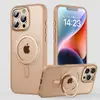 Suporte para Celular iPhone 15 Pro Personalizado Transparente Fosco Giratório Anti-Queda Capa Protetora Magnética para iPhone 16