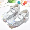 Zapatos de cristal de Cenicienta primavera y otoño zapatos de princesa de una sola capa para niñas tacones altos para niños zapatos de vestir de cuero para niños zapatos de actuación para niños