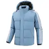 Chaqueta de algodón de invierno con capucha para hombre, gruesa, holgada, cálida, casual, abrigo de pareja moderno con nuevas tres rayas