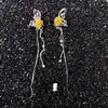 Pinzas para Orejas con Borla de Circonita Mariposa Estilo Coreano, Pendientes Versátiles de Moda y Gama Alta, Pendientes Versátiles de Nicho con Temperamento para Venta al por Mayor para Mujeres