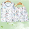 Conjunto de Colete Infantil Verão Estilo Fino Unissex Bebê Colete Sem Manga 100% Algodão Roupa de Verão para Bebê Conjunto de Duas Peças Shorts