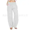 Comercio Exterior Transfronterizo 2026 Estilo Nuevo Varios Colores Sólidos Algodón y Lino para Mujer Sueltos Versátiles para Yoga Cordón Pantalones Casuales