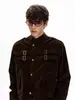Chaqueta Retro Americana de Ante Sintético para Hombres y Mujeres, Diseño de Empalme Melange de Moda, Top Corto Ancho de Gama Alta