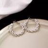 Pendientes de Aro Envolventes con Perlas y Aguja de Plata S925 para Mujer, Pendientes de Lujo Ligero de Gama Alta, Accesorios para Orejas de Moda Versátiles con Perlas