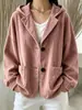 Outono Inverno 2026 Novo Estilo Transfronteiriço Moda Casual Feminina Europeia Americana Jaqueta com Capuz de Veludo Cotelê Cardigan Moletom Top