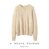 Cárdigan casual de cachemira 100% estilo coreano para mujer, nueva colección otoño 2026, cuello redondo, chaqueta dulce y de corte holgado