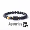 Pulsera con Cuentas de Piedra Natural Zodiacal de Amazon Transfronteriza Doce Signos del Zodiaco Ojo de Tigre Piedra con Imagen Pulsera Venta al por Mayor