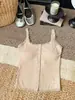 Camisola Grande com Decote em U e Botões, com Bojo, Novo Estilo Primavera/Verão para Mulheres, Fresca e Estilosa, Pode Ser Usada por Fora, Versátil