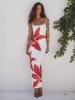 Verão Europeu e Americano Aliexpress Comércio Exterior Mais Vendido Roupas Femininas Sexy Alça Fina Estampa Floral Slim Vestido Longo Atacado