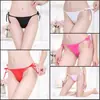 Tanga sexy europeo y americano talla grande, ajustado, tanga sensual con finas tiras seductoras y lazos para mujer
