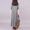 Outono 2026 Novo Estilo Coreano Solto Plus Size Longo Gola Boneca Emagrecedor Xadrez Manga Longa Algodão Linho Vestido para Mulheres