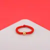 Anel de Ouro com Contas da Sorte de Ouro, Anel Unissex com Fio Vermelho e Contas de Ouro Feito à Mão, Estilo Tiktok, Não Desbota, Retrô Artístico
