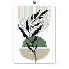 Lienzo decorativo de líneas simples con diseño de plantas pequeñas, estilo verde fresco, para sala de estar, moderno, para colgar, póster de arte abstracto