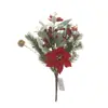 Flor de Pascua Artificial Transfronteriza Hoja de Oreja de Conejo Piña Rama de Navidad Decoración de Escritorio Adornos de Candelabro Decoraciones de Mesa para el Hogar