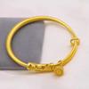 Vietnam oro hueco tallado loto Loto pulsera antigua loto latón chapado en oro moda barriga redonda empujar-tirar pulsera sólida para mujeres