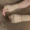 100% Cachemir Otoño e Invierno Nuevos Guantes de Mujer sin Dedos Tejidos en Punto de Cable Protección para los Brazos a Prueba de Frío y Cálidos de Moda Suaves y Guantes