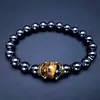 Pulsera Popular Transfronteriza Temu Xiyin Tk Corona Piedra de Ojo de Tigre Piedra Volcánica Lapislázuli Piedra Biliar Negra Piedra Imperial Pulsera Ahora