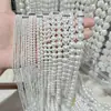 Fabricante Perlas de Concha Blancas Redondas Sueltas DIY Cadena de Agujero Recto Real Nácar Pulsera DIY Collar 7A