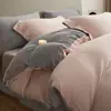 Juego de Cuatro Piezas de Hilo de Doble Capa Leche Terciopelo Otoño e Invierno Engrosado Cálido Cubrecolchón de Terciopelo Coral Sábanas y Sábanas Ajustables Ropa de Cama de Terciopelo de Algodón