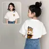 Camiseta de manga corta para niña 2026 nuevo estilo, top casual holgado de manga corta de algodón puro elegante para verano para bebés niñas