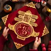 2026 Año del Caballo Festival de Primavera Bendición de Año Nuevo Pegatina para Puerta Pegatina de Bendición Cuadrada de Fieltro Estampada en Oro de Año Nuevo Imagen de Año Nuevo Venta al por Mayor