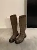 Primer Encuentro Temporada 2026 Nuevo Estilo Coreano Retro Piel Desgastada Hebilla Botas de Montar a Media Pantorrilla para Mujer Suela Gruesa Botas Holgadas de Nicho