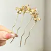 Pasador Vintage para Mujer, Pasador Metálico de Alta Gama en Forma de U con Peonía, Pasador Sofisticado de Nicho, Accesorio para el Cabello de Estilo Antiguo al por Mayor