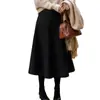 Saia Evasê para Mulheres, Novo Estilo Outono e Inverno 2026, Cintura Alta, Emagrecedora, Estilo Hepburn, Drapeada, Elegante, Saia Lápis de Comprimento Médio