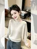 Blusa de Tricô Feminina Estilo Coreano com Manga Morcego Suave Outono Novo Solta Emagrecedora Rejuvenescedora Versátil