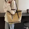 Bolsa de Lona Personalizada Moda Cor Contrastante Estampada com Letra Bolsa Feminina Grande Capacidade Mais Fácil de Combinar Bolsa Tote Casual Bolsa de Ombro