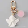 Chaveiro Pingente Ins Tendência Anjo de Asas Brancas Bola Colorida de Gelatina Acessório Personalizado para Bolsa e Capa de Fone de Ouvido